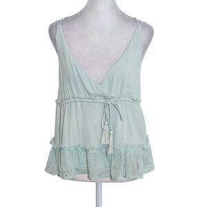 Honey Punch Mint Green Sleeveless Lace Trim Crop Top NWT Sz Medium Boho Top